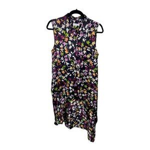 Equipment Eclipse Multi Floral Tira 100% Silk Sleeveless Shirt Shift Dress Sz M